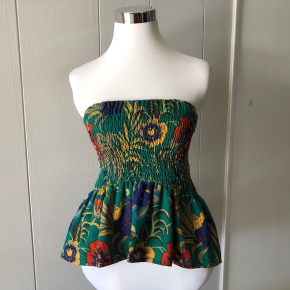 Tops - Cotton Linen Floral Smocking Top